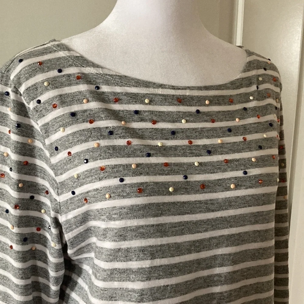 J. Crew medium long sleeve top stripes gray white